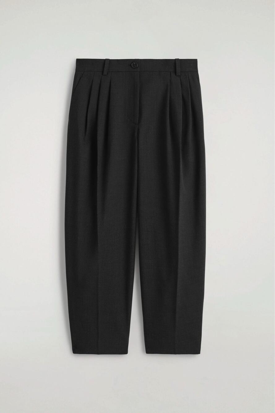 COS Black Barrel Pleat Front Trousers Size 4